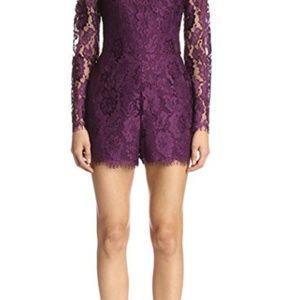 NWT Cynthia Rowley Illusion Lace Romper in plum